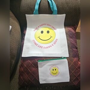 Smiley Face Tote and Pouch Set